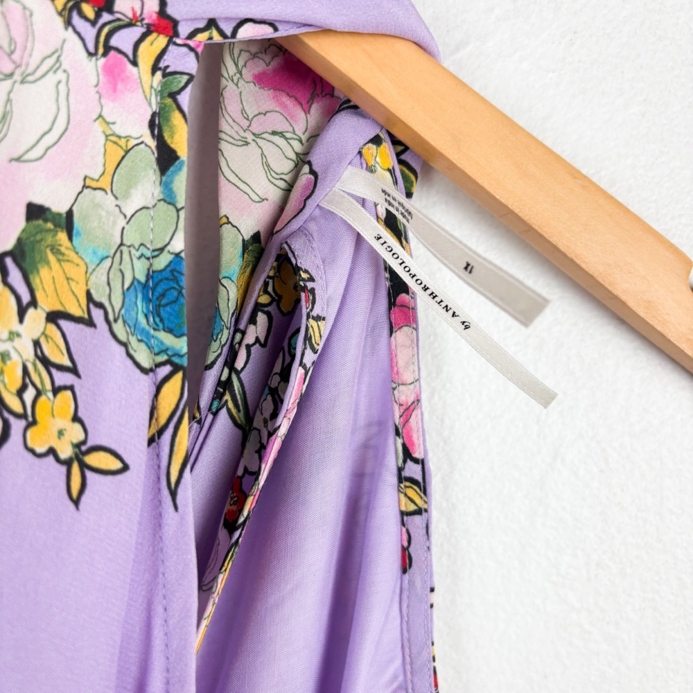Anthropologie Silk Halter Floral Midi Dress Sz 1X - Picture 7 of 13